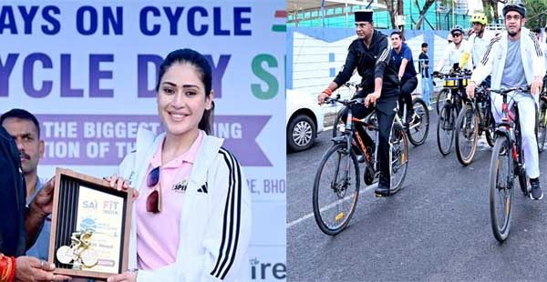 टीटी नगर स्टेडियम से गूंजा फिट इंडिया का संदेश मंत्री  सारंग ने किया साइकिल रैली का शुभारंभ